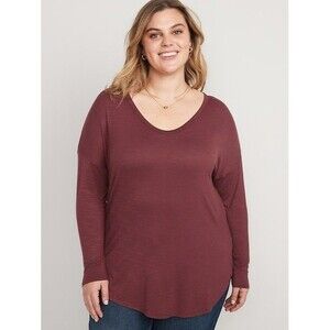 Old Navy Luxe Long-Sleeve Rayon Stretch Tunic T-Shirt - Purple Plum - Size 4X